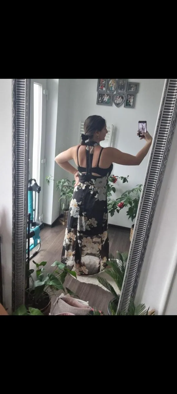 Rochie de vară Shein EU 40 | Negru, Midi, Cu umerii goi, Floral & Tropical - Image 7