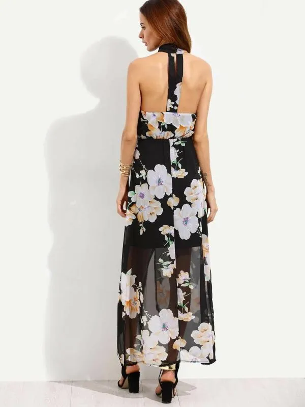Rochie de vară Shein EU 40 | Negru, Midi, Cu umerii goi, Floral & Tropical - Image 5