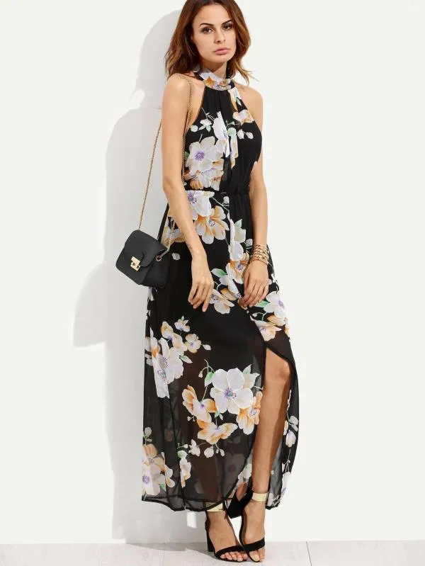 Rochie de vară Shein EU 40 | Negru, Midi, Cu umerii goi, Floral & Tropical - Image 2