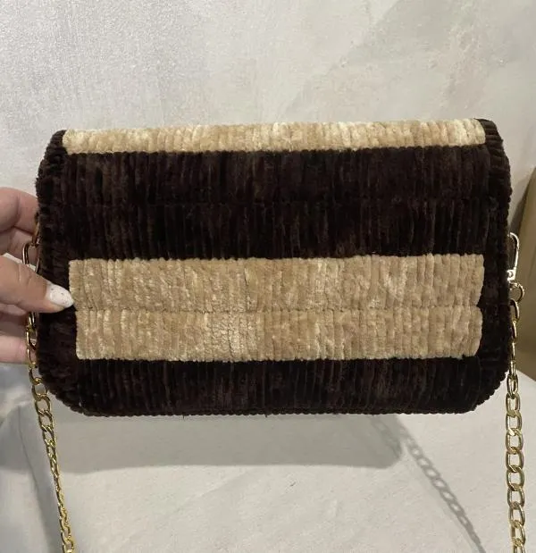Geantă de umăr Hand made | Maro, Dungi - Image 3