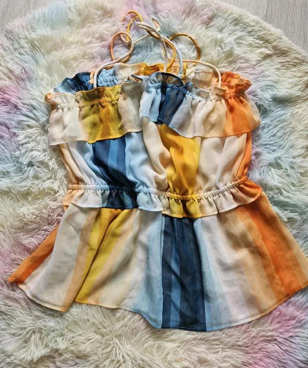 Maiou H&M EU 34 | Multicolor, Normal, Bretele subțiri, Dungi, Poliester - Image 2