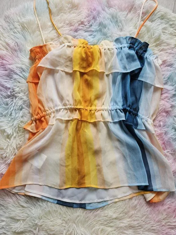 Maiou H&M EU 34 | Multicolor, Normal, Bretele subțiri, Dungi, Poliester