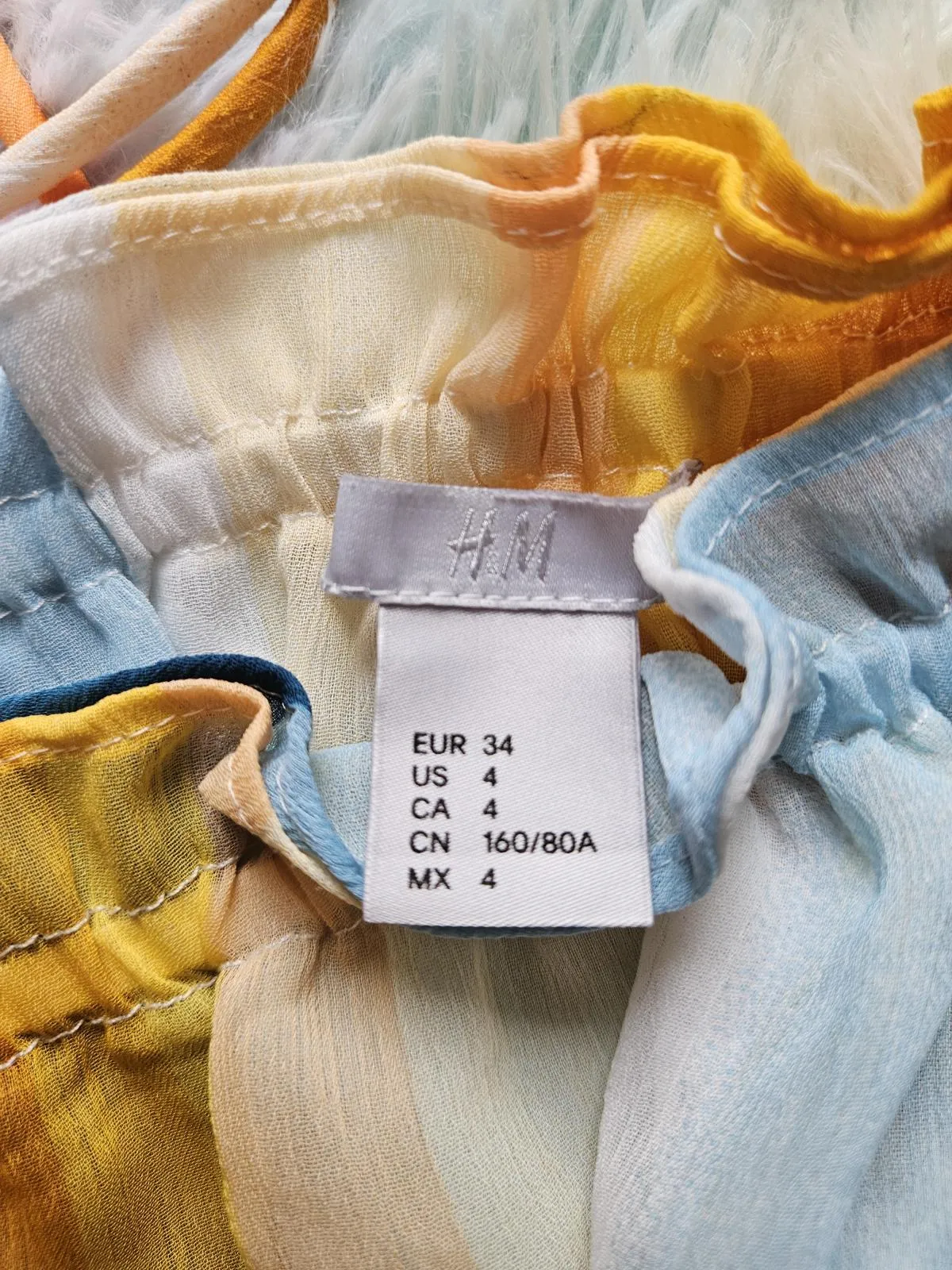 Maiou H&M EU 34 | Multicolor, Normal, Bretele subțiri, Dungi, Poliester - Image 3