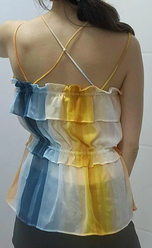 Maiou H&M EU 34 | Multicolor, Normal, Bretele subțiri, Dungi, Poliester - Image 6