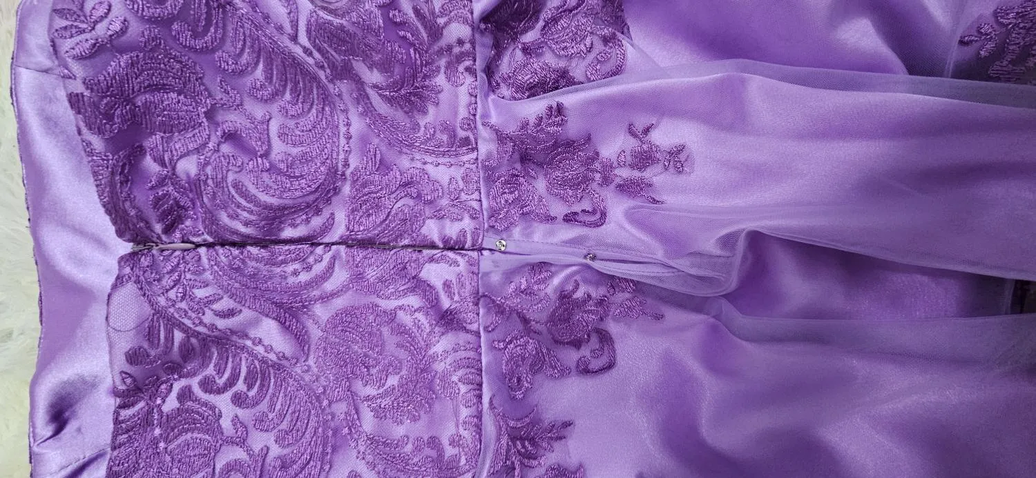 Rochie de ocazie EU 34 | Mov, Mini, Cu umerii goi, Dantelă - Image 3