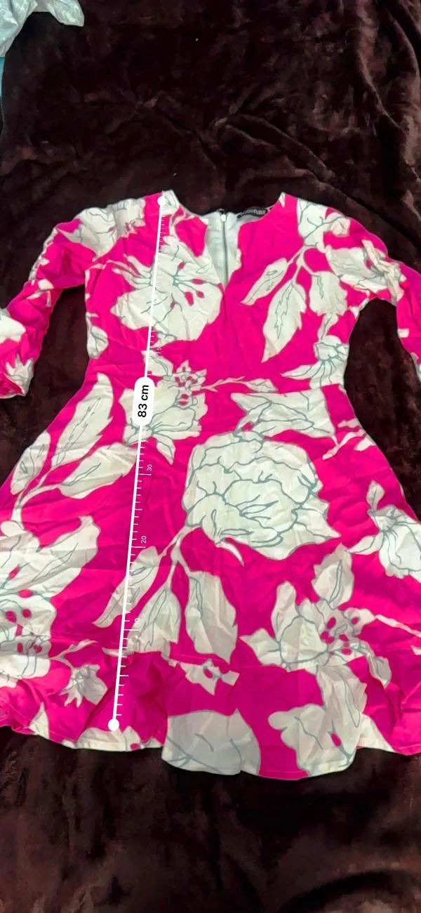Rochie de seară BODYFLIRT EU 36 | Roz, Mini, Mânecă trei sferturi, Floral & Tropical, Volane, Poliester - Image 6
