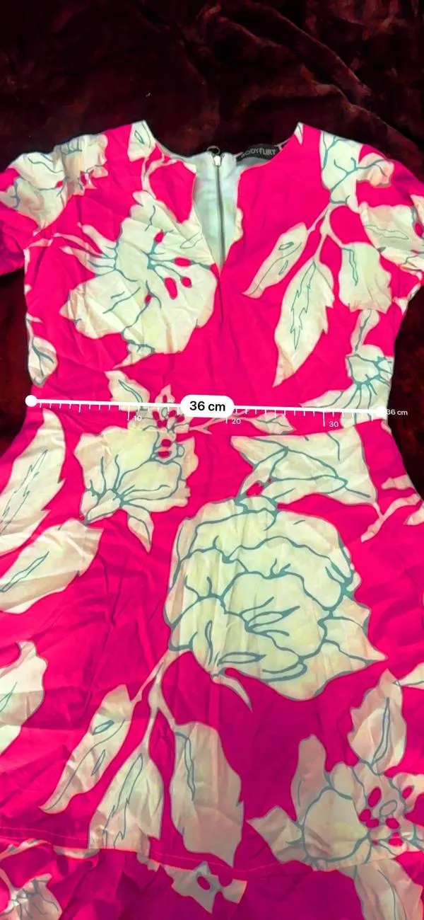 Rochie de seară BODYFLIRT EU 36 | Roz, Mini, Mânecă trei sferturi, Floral & Tropical, Volane, Poliester - Image 7