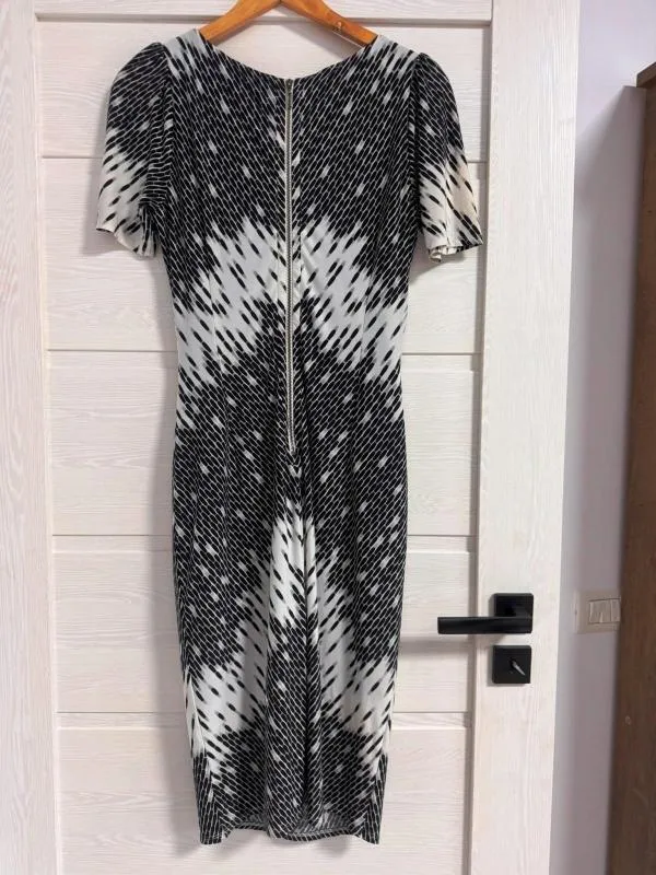 Rochie de seară M&S EU 40 | Negru, Midi, Mânecă scurtă, Abstract & Color Block, Design asimetric, Poliester - Image 4