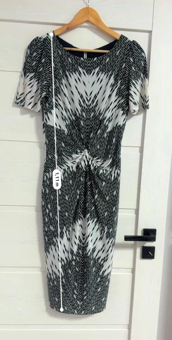 Rochie de seară M&S EU 40 | Negru, Midi, Mânecă scurtă, Abstract & Color Block, Design asimetric, Poliester - Image 5