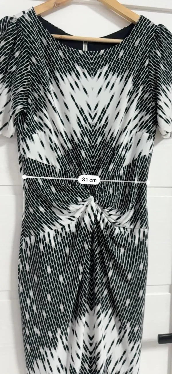Rochie de seară M&S EU 40 | Negru, Midi, Mânecă scurtă, Abstract & Color Block, Design asimetric, Poliester - Image 7