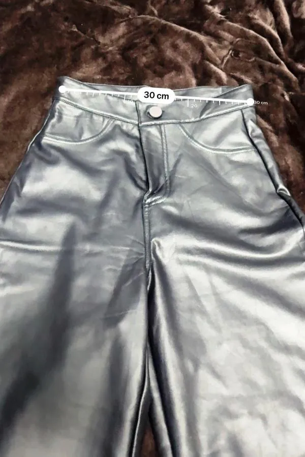 Pantaloni EU 36 | Negru, Lungi, Talie înaltă, Flared (Evazați) fit, Piele ecologică - Image 4