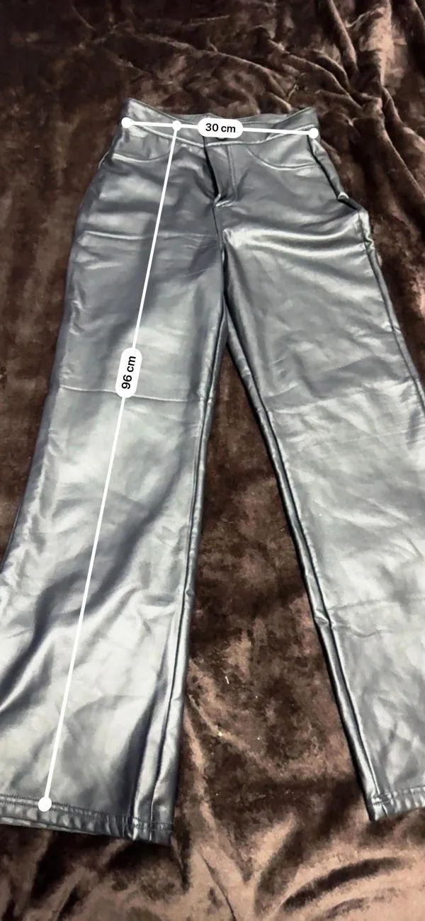 Pantaloni EU 36 | Negru, Lungi, Talie înaltă, Flared (Evazați) fit, Piele ecologică - Image 5