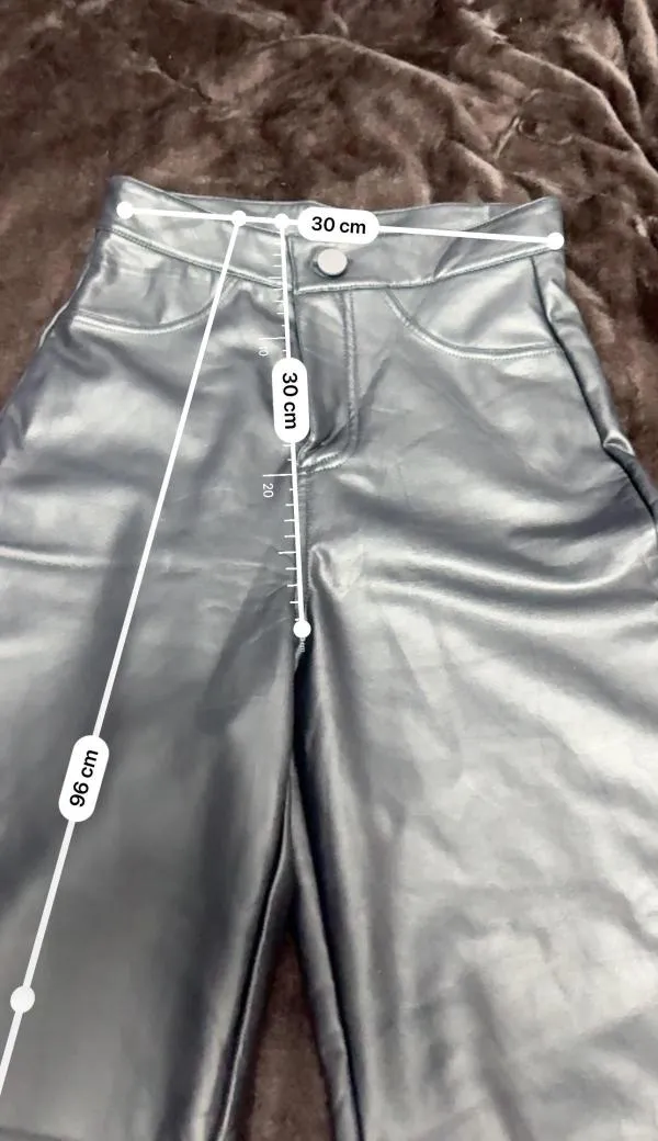Pantaloni EU 36 | Negru, Lungi, Talie înaltă, Flared (Evazați) fit, Piele ecologică - Image 6