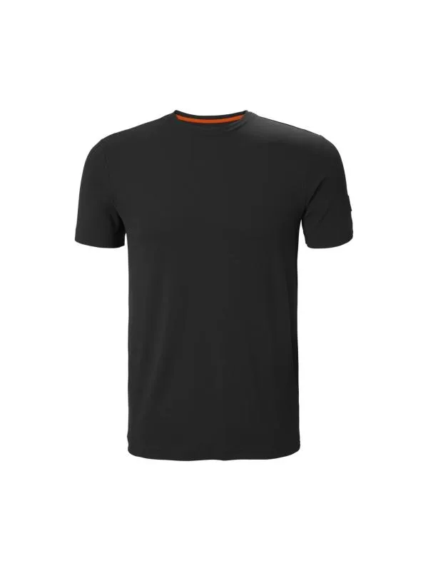 Tricou de lucru UPF 40+ HELLY HANSEN EU 54 | Negru, Mânecă scurtă, Logo, Poliamidă