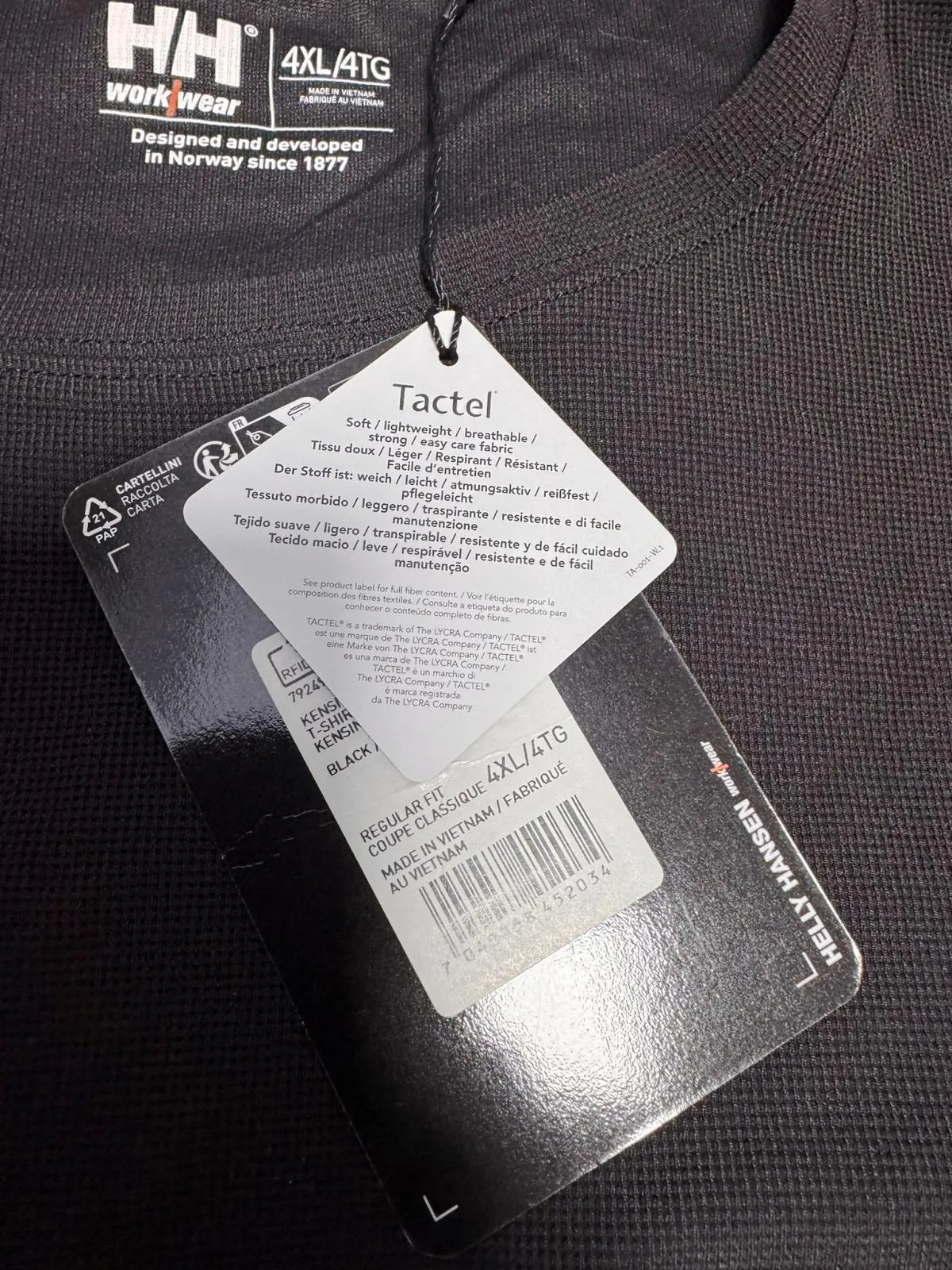 Tricou de lucru UPF 40+ HELLY HANSEN EU 54 | Negru, Mânecă scurtă, Logo, Poliamidă - Image 5