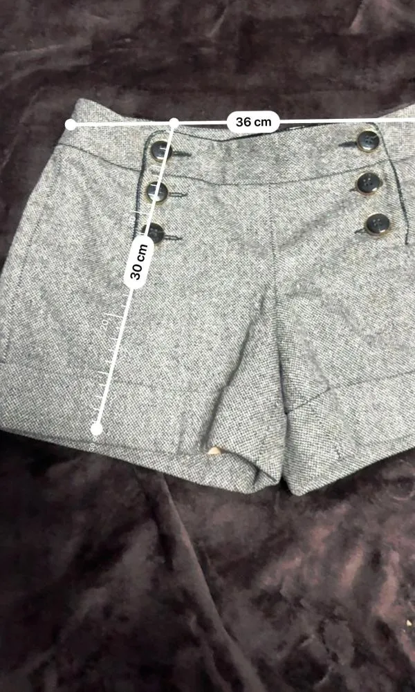 Pantaloni Express Design Studio EU 38 | Gri, Scurți, Talie joasă, Lână - Image 7