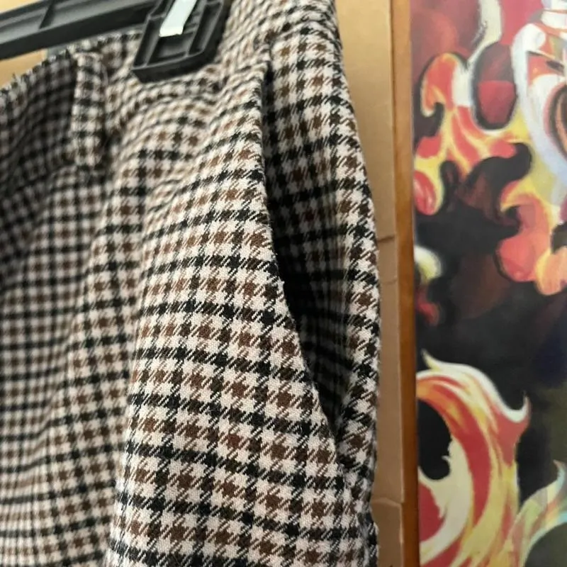 Pantaloni H&M EU 38 | Maro, Scurți, Talie joasă, Carouri, Poliester - Image 4