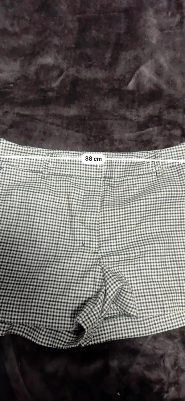Pantaloni H&M EU 38 | Maro, Scurți, Talie joasă, Carouri, Poliester - Image 10