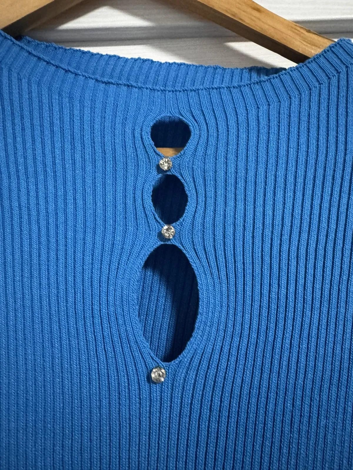 Rochie de seară EU 38 | Albastru, Mini, Mânecă scurtă, Cu decupaje, Vâscoză - Image 3