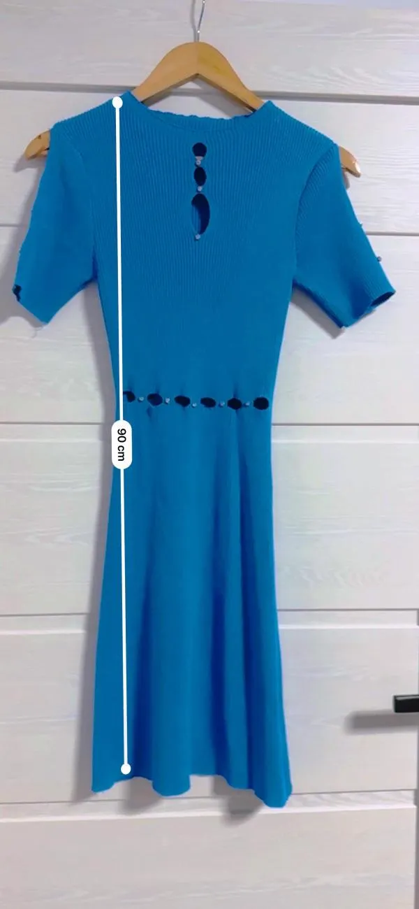 Rochie de seară EU 38 | Albastru, Mini, Mânecă scurtă, Cu decupaje, Vâscoză - Image 8