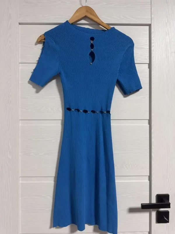 Rochie de seară EU 38 | Albastru, Mini, Mânecă scurtă, Cu decupaje, Vâscoză - Image 2