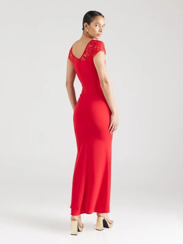 Rochie de seară WAL G. EU 38 | Roșu, Maxi, Mânecă scurtă, Design petrecut, Poliester - Image 3
