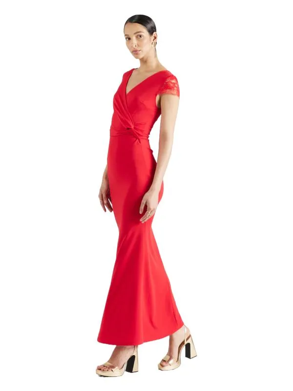 Rochie de seară WAL G. EU 38 | Roșu, Maxi, Mânecă scurtă, Design petrecut, Poliester
