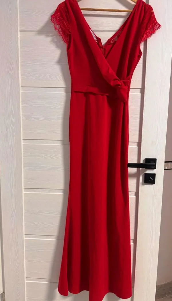 Rochie de seară WAL G. EU 38 | Roșu, Maxi, Mânecă scurtă, Design petrecut, Poliester - Image 5