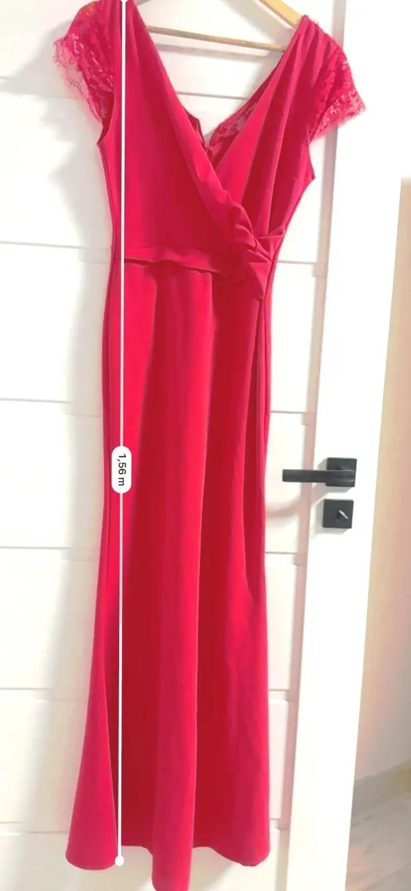 Rochie de seară WAL G. EU 38 | Roșu, Maxi, Mânecă scurtă, Design petrecut, Poliester - Image 11