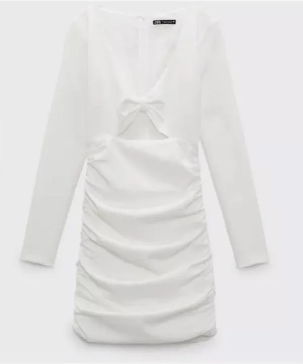 Rochie casual Zara XXL | Alb, Mini, Mânecă lungă, Cu decupaje - Image 5
