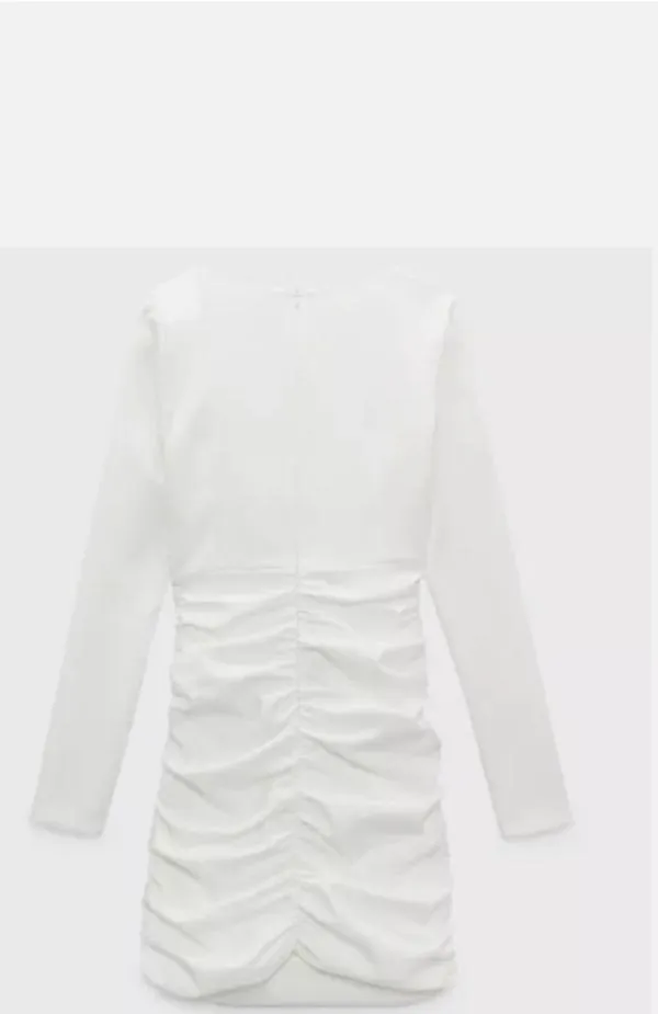 Rochie casual Zara XXL | Alb, Mini, Mânecă lungă, Cu decupaje - Image 6