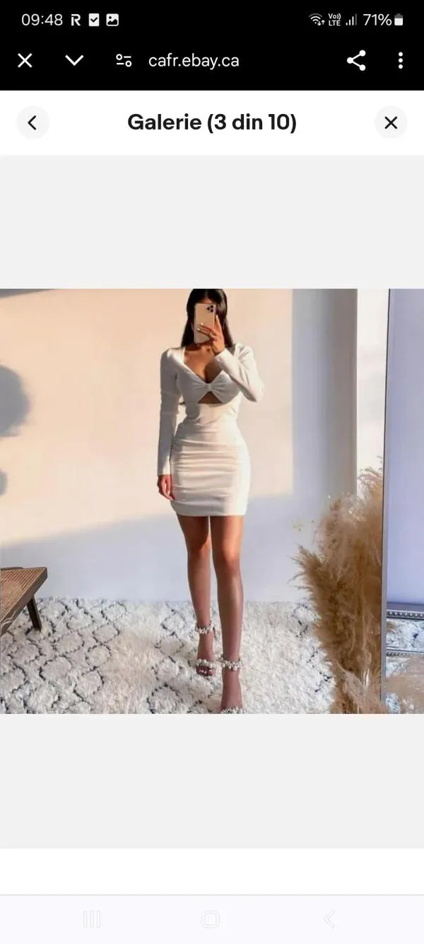 Rochie casual Zara XXL | Alb, Mini, Mânecă lungă, Cu decupaje - Image 2