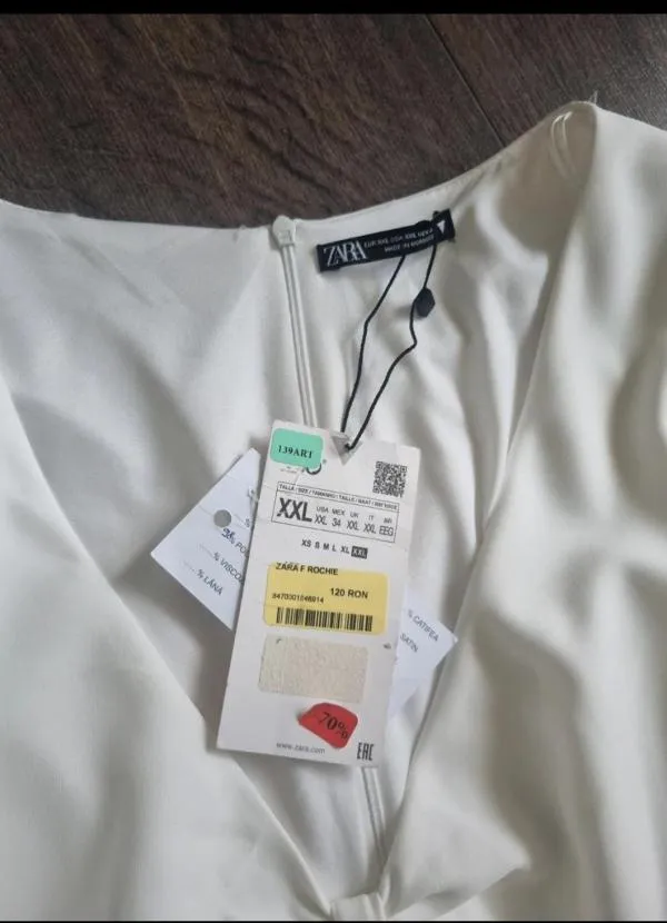 Rochie casual Zara XXL | Alb, Mini, Mânecă lungă, Cu decupaje - Image 9