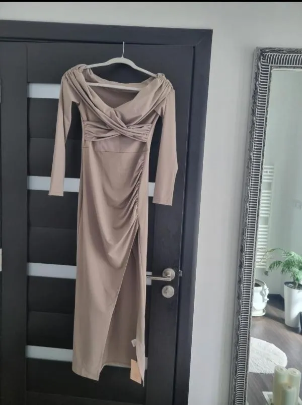 Rochie de seară Shein EU 36 | Ivoire, Midi, Mânecă lungă, Monocrom, Design petrecut - Image 11