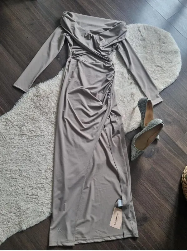 Rochie de seară Shein EU 36 | Ivoire, Midi, Mânecă lungă, Monocrom, Design petrecut - Image 7