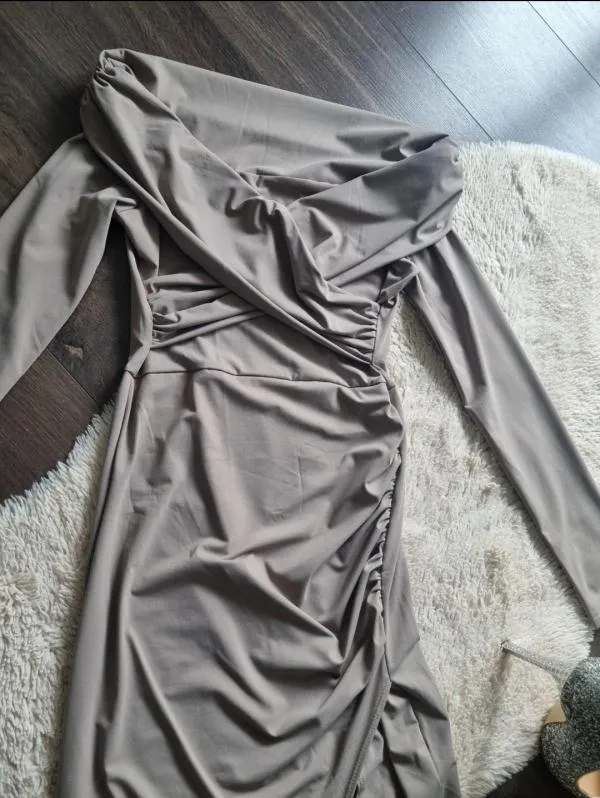 Rochie de seară Shein EU 36 | Ivoire, Midi, Mânecă lungă, Monocrom, Design petrecut - Image 10