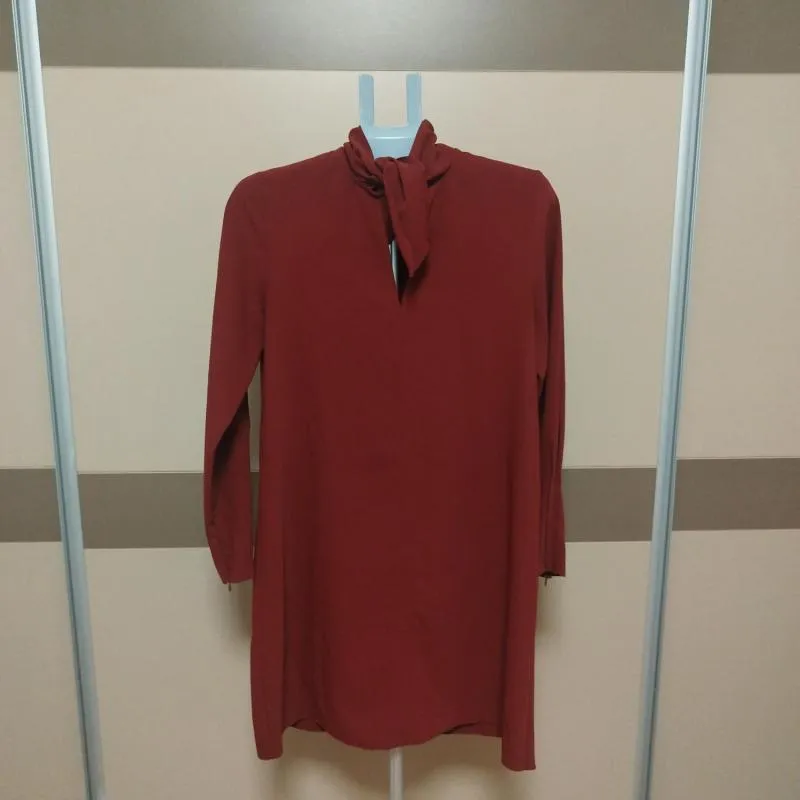 Rochie tip cămașă See By Chloé EU 38 | Burgundy, Mini, Mânecă lungă, Poliester - Image 2