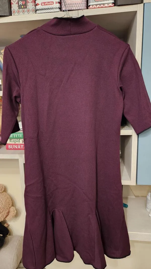 Rochie casual Zara EU 36 | Burgundy, Mini, Mânecă trei sferturi, Vâscoză - Image 6