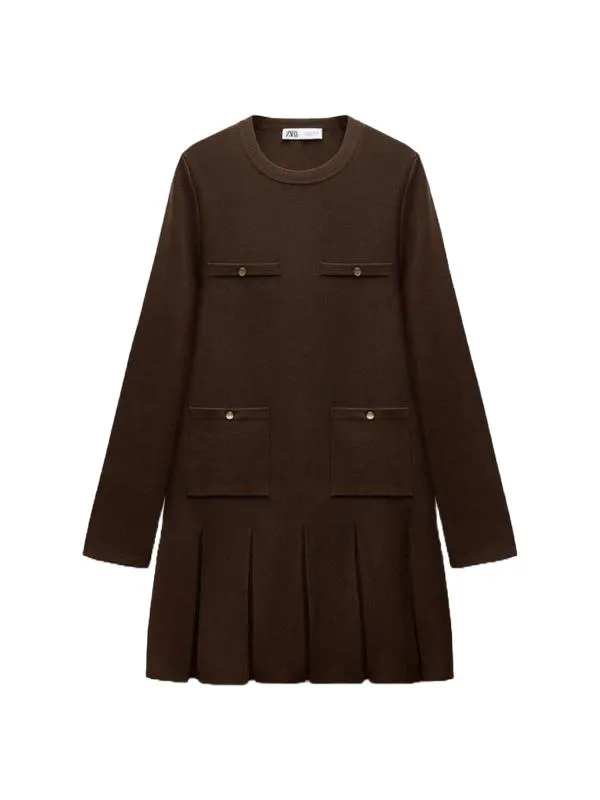 Rochie casual Zara EU 36 | Maro, Mini, Mânecă lungă, Vâscoză
