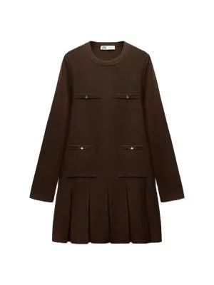 Rochie casual Zara EU 36 | Maro, Mini, Mânecă lungă, Vâscoză