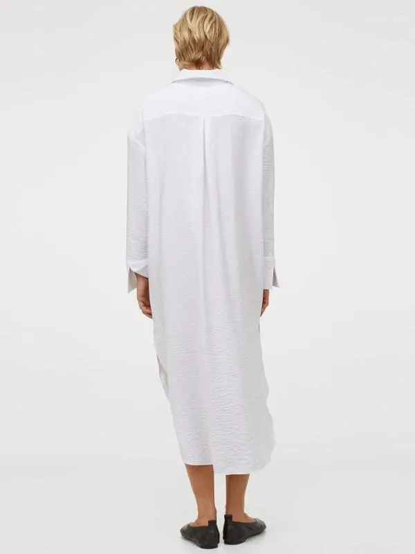 Rochie tip cămașă H&M EU 38 | Alb, Midi, Mânecă lungă - Image 3