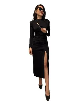 Rochie de seară My Jest EU 40 | Negru, Midi, Mânecă lungă