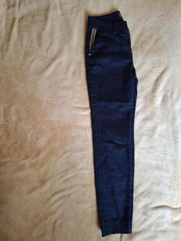 Blugi Mos Mosh US 28 | Bleumarin, Lungi, Talie medie, Slim fit, Dungi, Broderie, Bumbac - Image 4