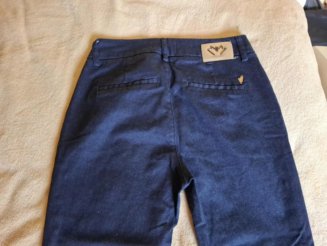 Blugi Mos Mosh US 28 | Bleumarin, Lungi, Talie medie, Slim fit, Dungi, Broderie, Bumbac - Image 5