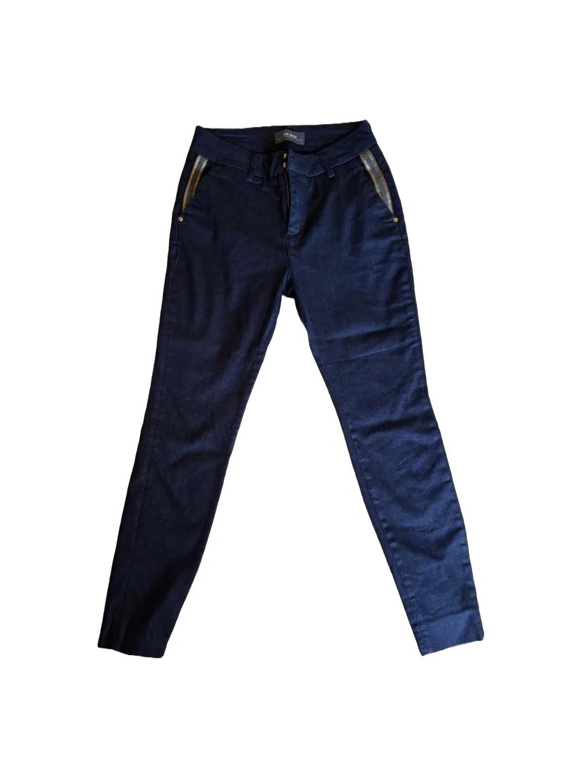 Blugi Mos Mosh US 28 | Bleumarin, Lungi, Talie medie, Slim fit, Dungi, Broderie, Bumbac