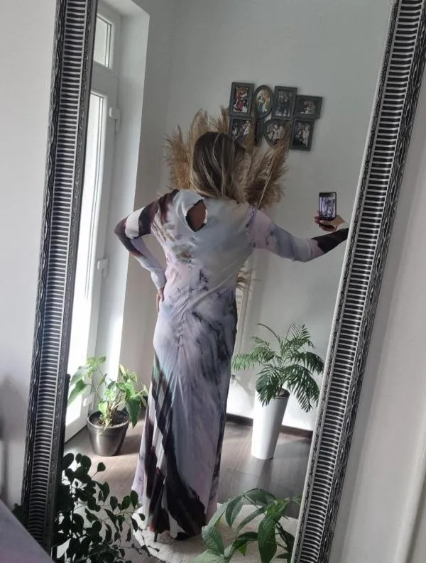 Rochie de seară ASOS EU 38 | Mov, Maxi, Mânecă lungă, Abstract & Color Block - Image 5