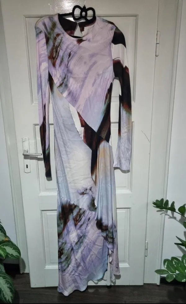 Rochie de seară ASOS EU 38 | Mov, Maxi, Mânecă lungă, Abstract & Color Block - Image 6