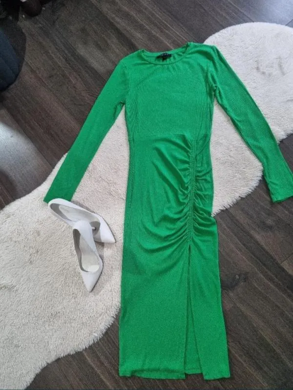Rochie casual Amisu EU 38 | Verde, Midi, Mânecă lungă - Image 2