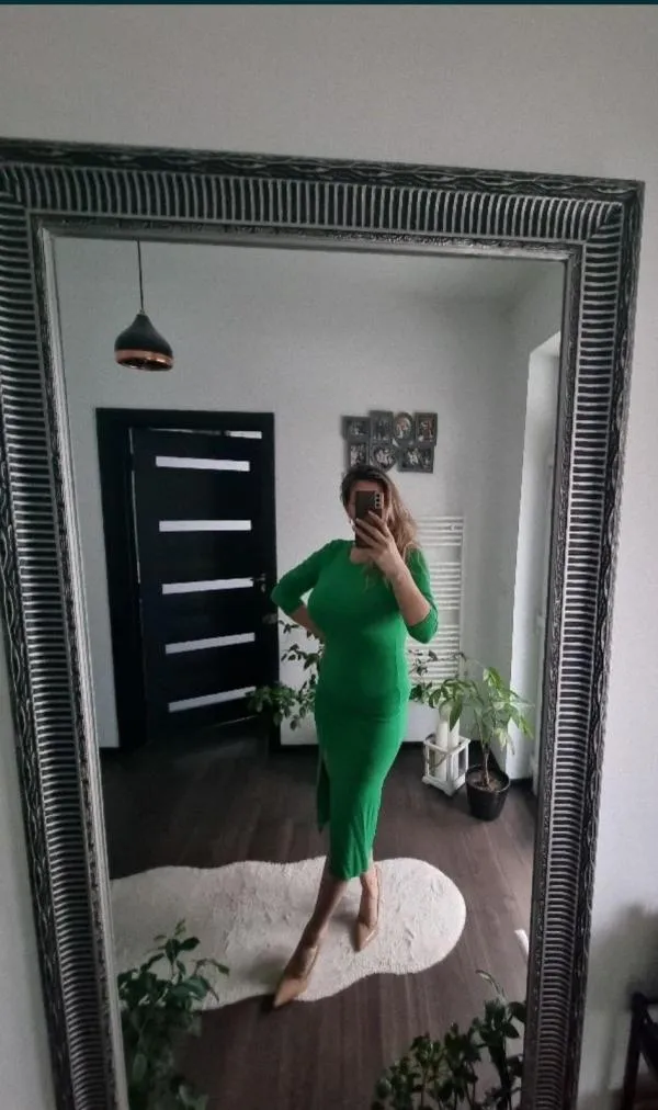 Rochie casual Amisu EU 38 | Verde, Midi, Mânecă lungă - Image 3