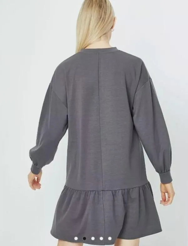 Rochie tip hanorac H&M EU 34 | Gri, Mini, Mânecă lungă - Image 3